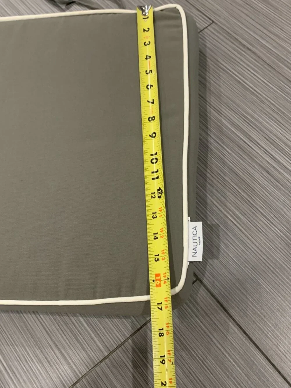 Nautica Home Gray Bench Cushion 46x17x2.5 Indoor Window Seat Pad with Ties EUC